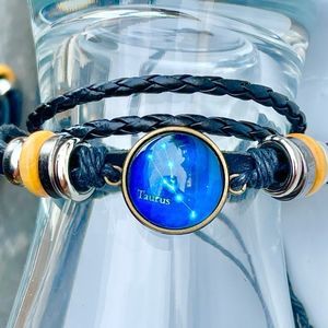 New Genuine Leather Taurus Constellation Birthday Zodiac Sign Bracelet